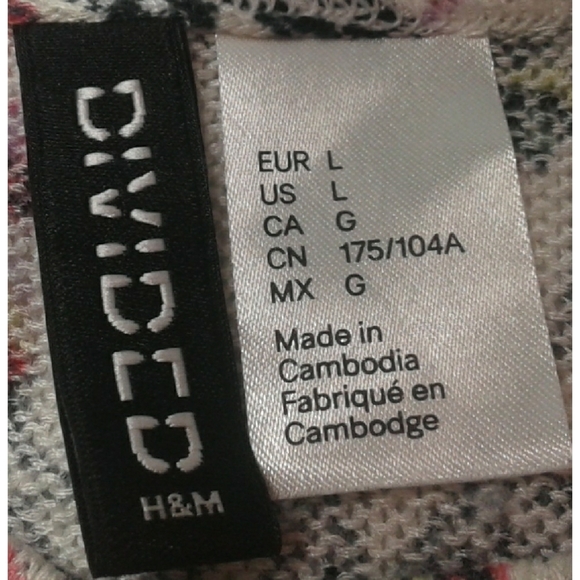Divided H&M pink and white floral print top size L - Picture 8 of 9